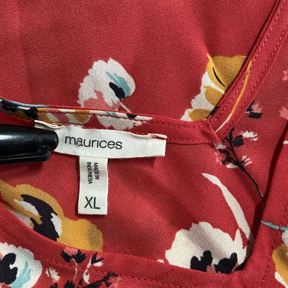 Maurices Sleeveless Red Floral Top X-Large - Picture 3 of 7
